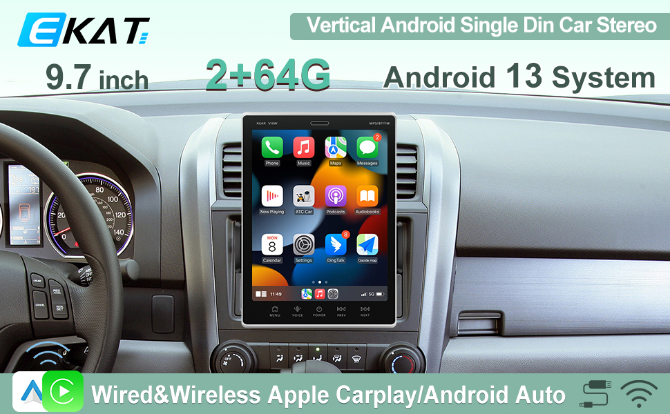 Amazon.com: [2G+64G] 9.7 inch Android 13 Single Din Vertical