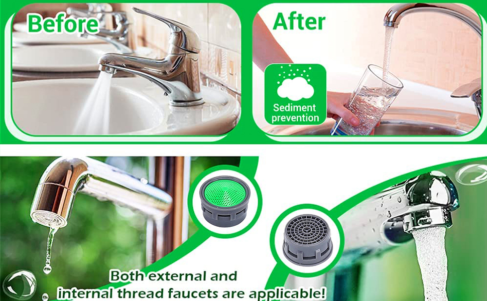 ECVV 20 Pcs Water Tap Aerators Insert Replacement Parts Water Saving