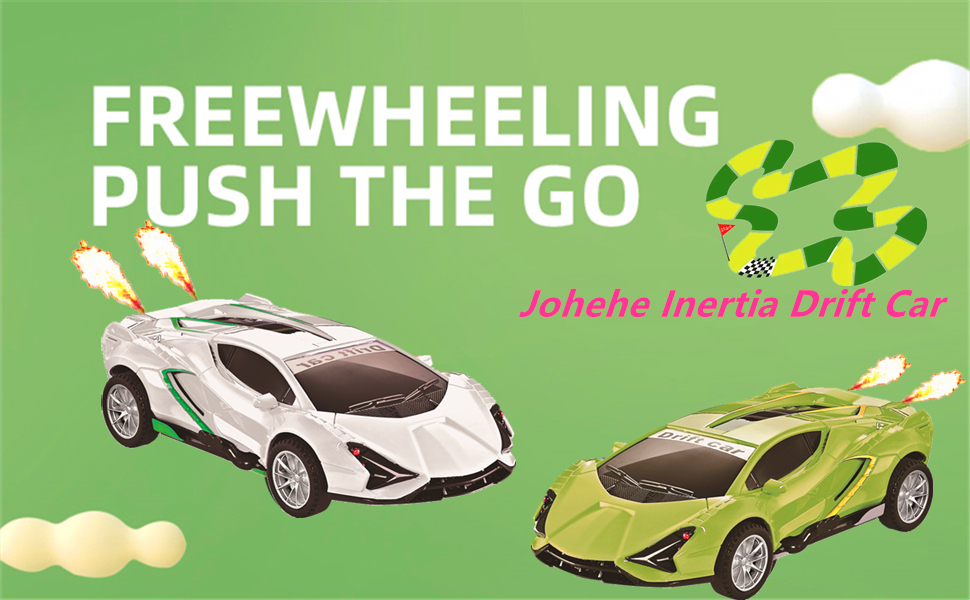 Johehe 2 Pack Race Cars Pull Back, Push Go Inertial Drift