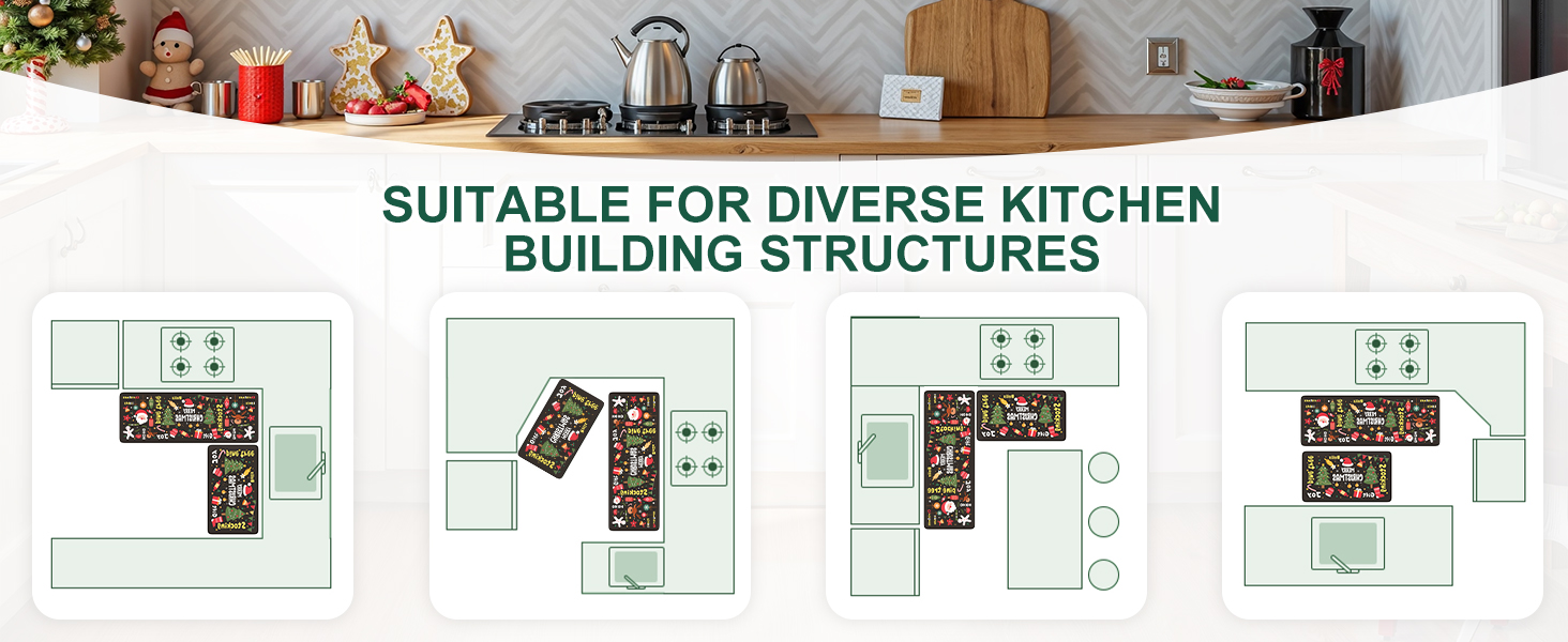 Sungea Christmas Kitchen Mats Cushioned Anti Fatigue Mats