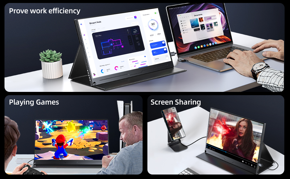UPERFECT Portable Monitor 17 Zoll 2K Tragbarer Display Mobiler