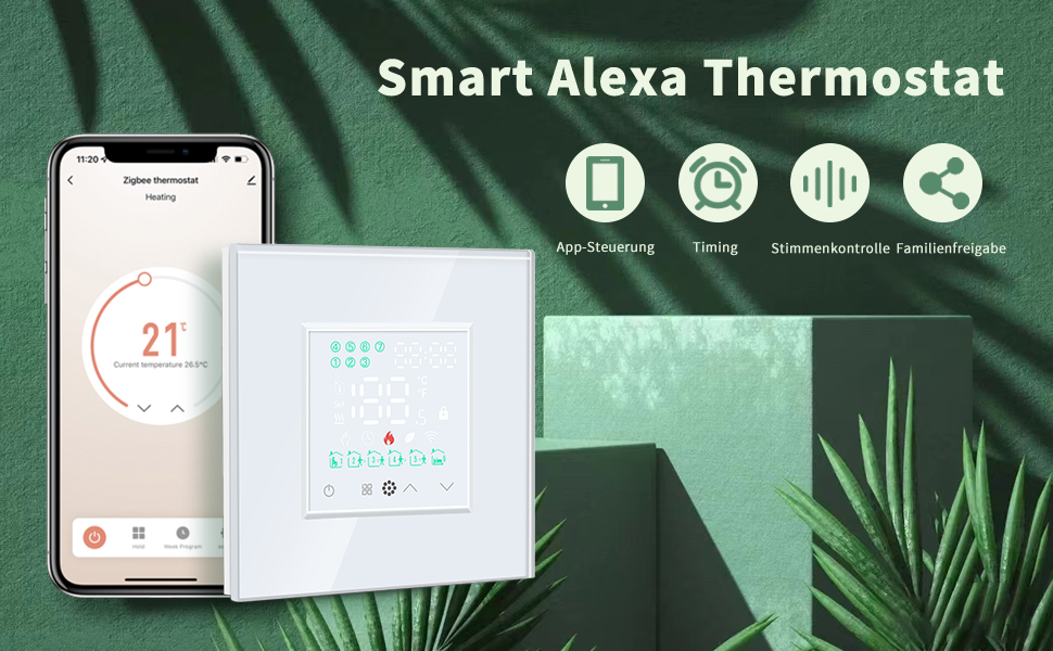 BSEED Smart ZigBee Alexa Thermostat, Programmierbarer Thermostat für