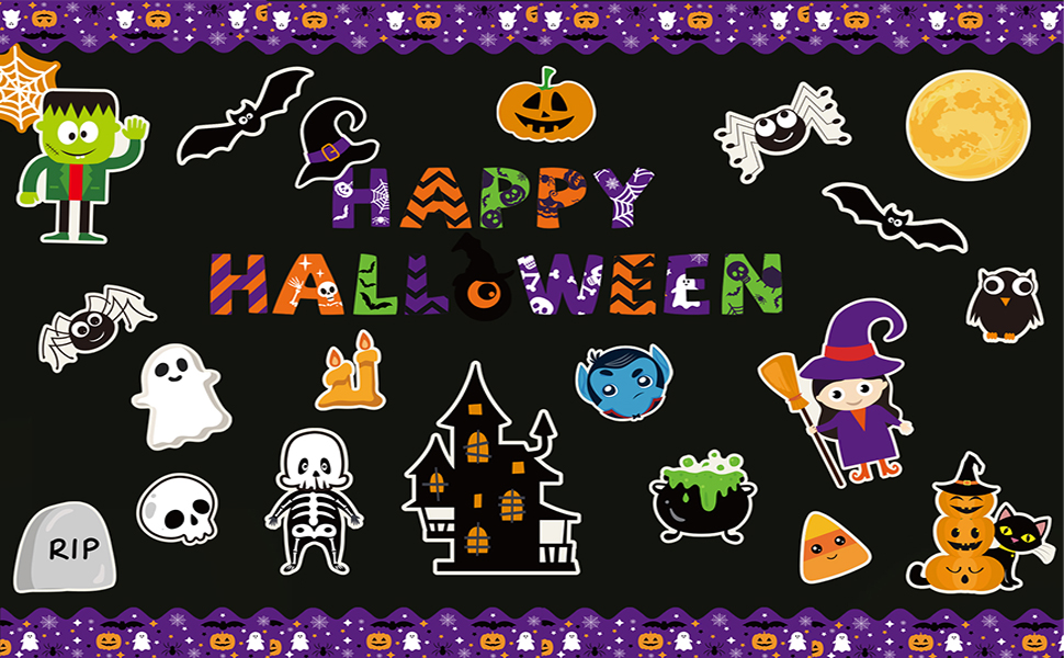 100Pcs Halloween Bulletin Board Decorations Set, Halloween