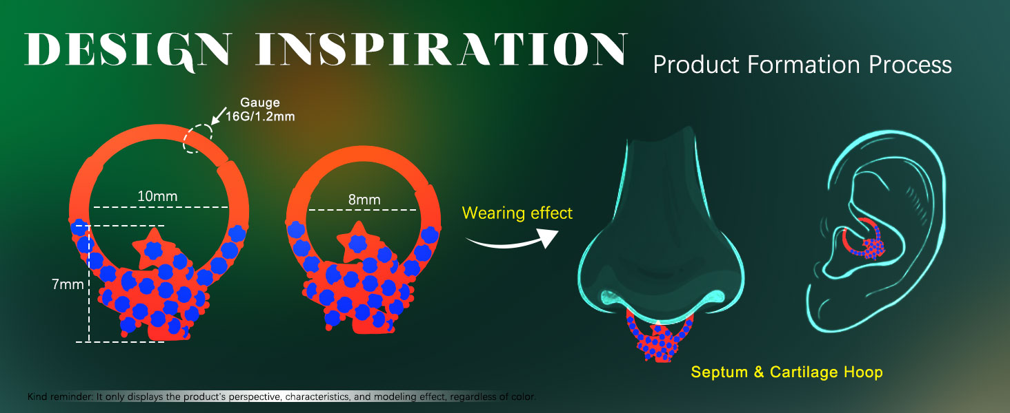 Jewseen 16g Surgical Steel Septum Rings Christmas Nose