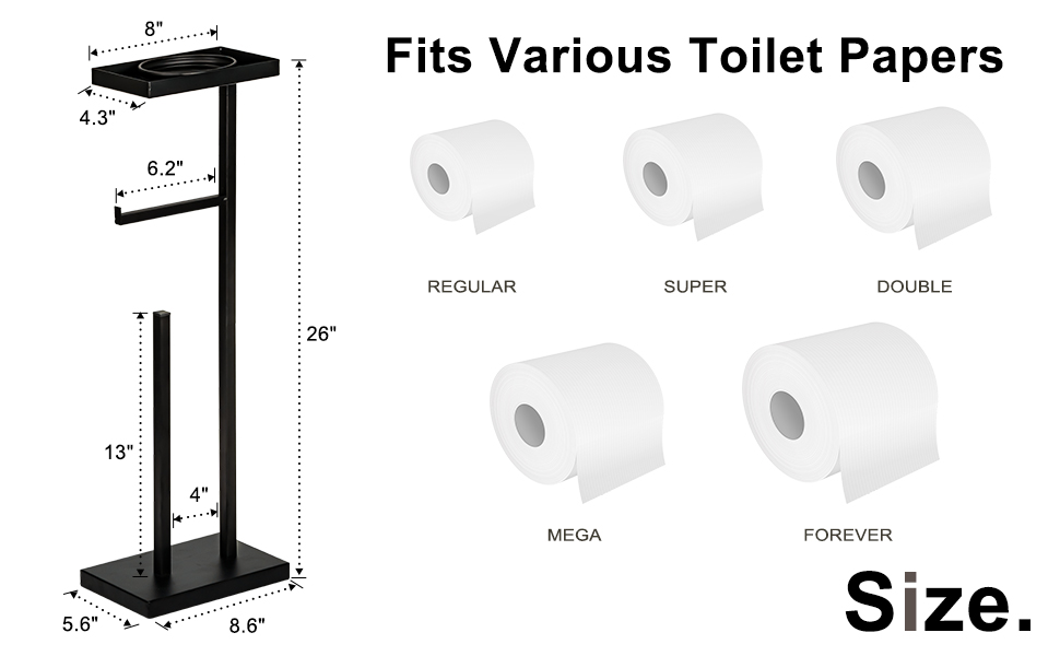 Black Toilet Paper Holder Stand, GHemobel Free Standing Toilet Paper
