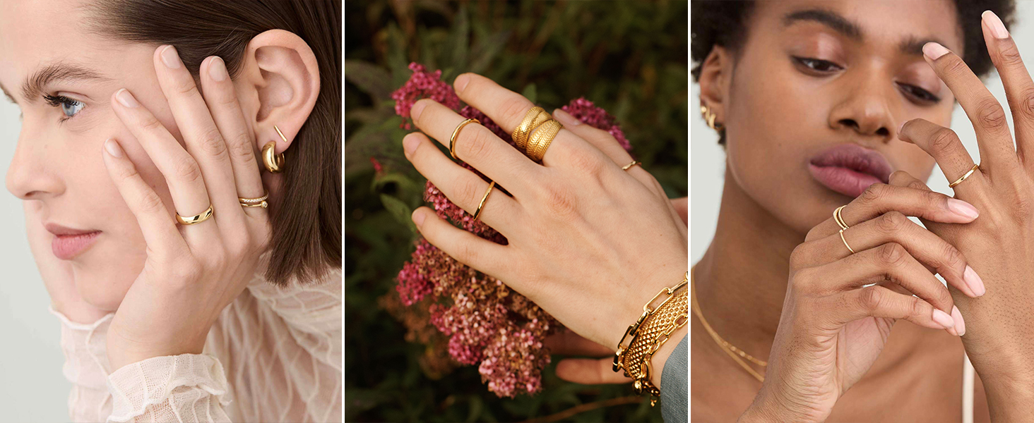 14K Gold Filled Rings for Women Stacking Rings