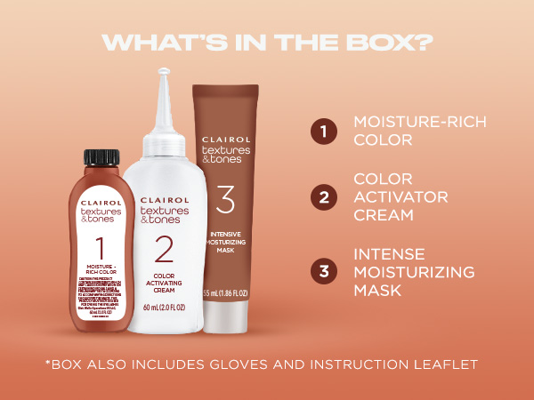 Clairol Textures & Tones Permanent Hair Dye, What's in the Box, How to apply