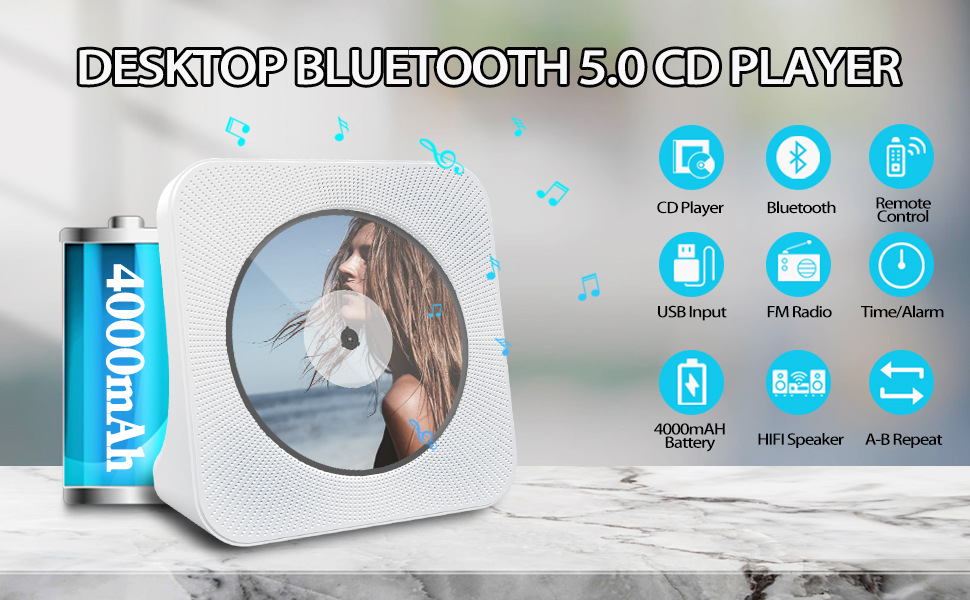 4000mAh Rechargeable Portable CD PlayerKpop Music Player
