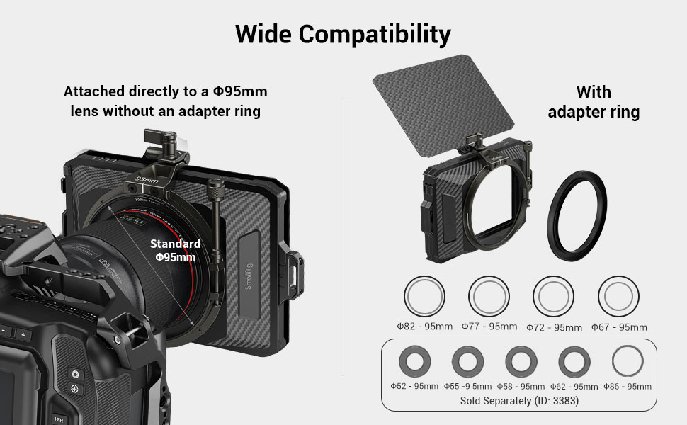 SMALLRIG Mini Matte Box Lite avec Plateau de Filtre à Drapeau Supérieur