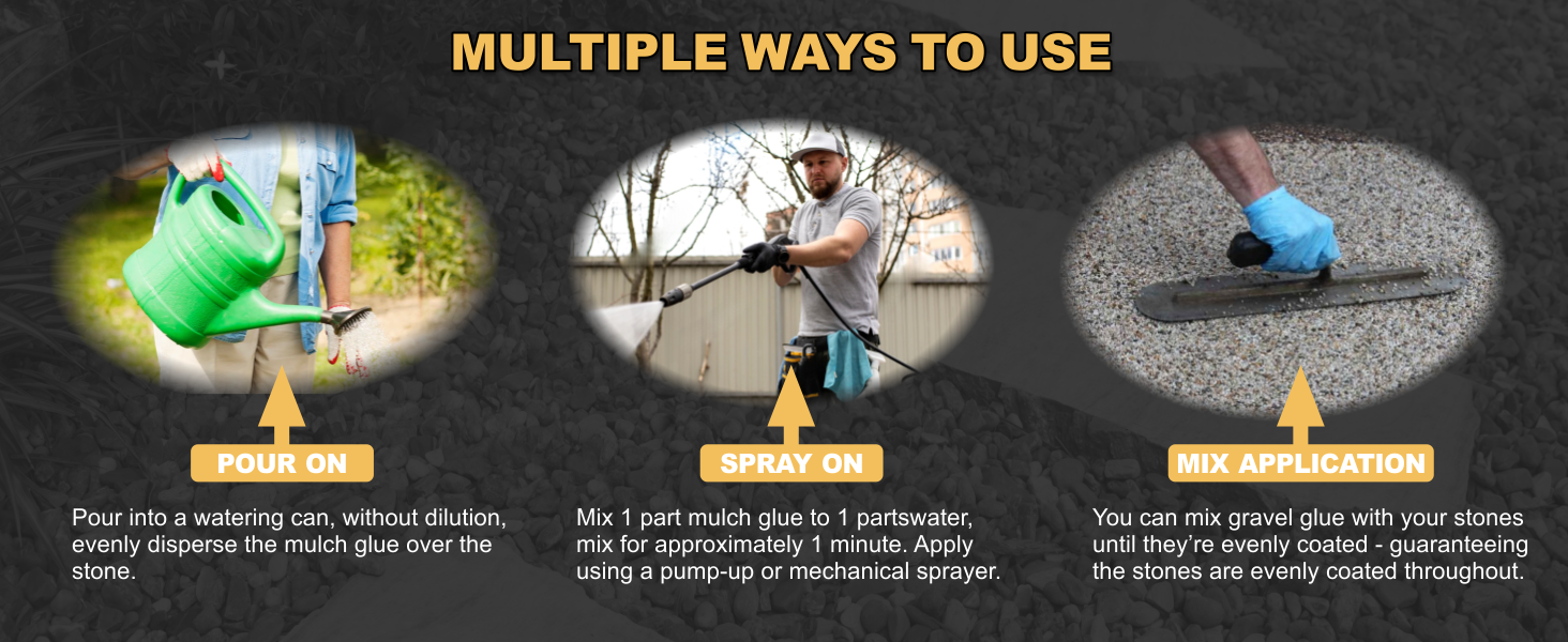 1 Quart Strong Mulch Glue, Clear Mulch Gravel Glue, Quick