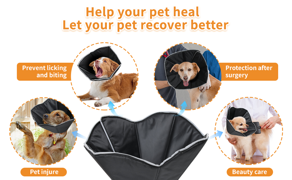 Dog Cone Collar for Surgery, Adjustable Pet Recovery Collar for After