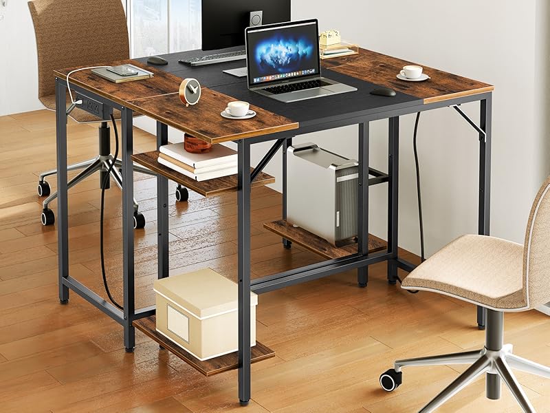 Computer Desk, Home Office Desk with Power Outlet