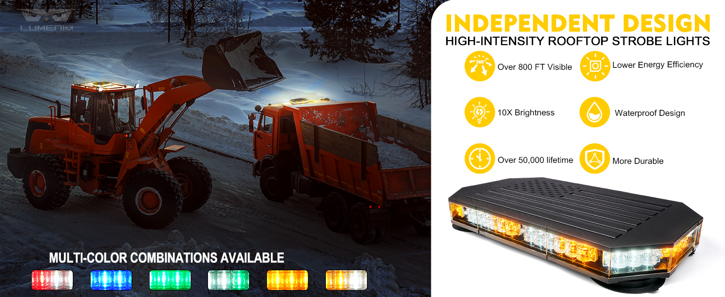 amber beacon strobe light emergency light bar construction lights  trucks safety lights vehicles