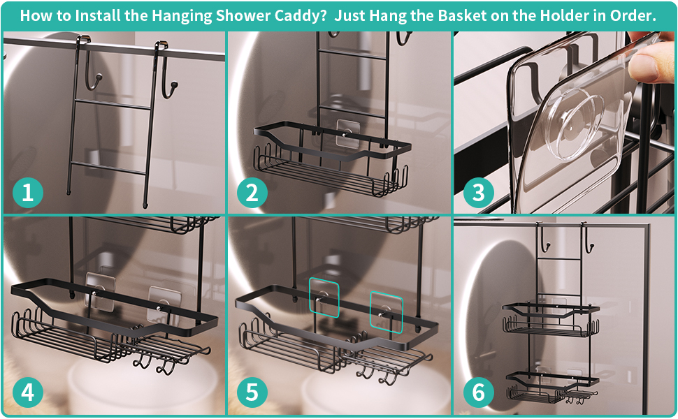 HapiRm Shower Caddy Hanging Over the Door, 2 Tier No Drilling Bathroom