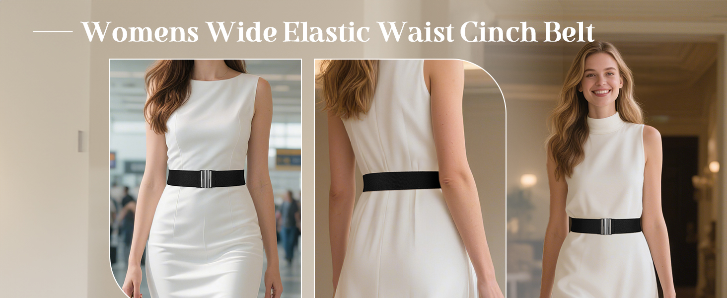 Womens Wide Elastic Waist Cinch Belt