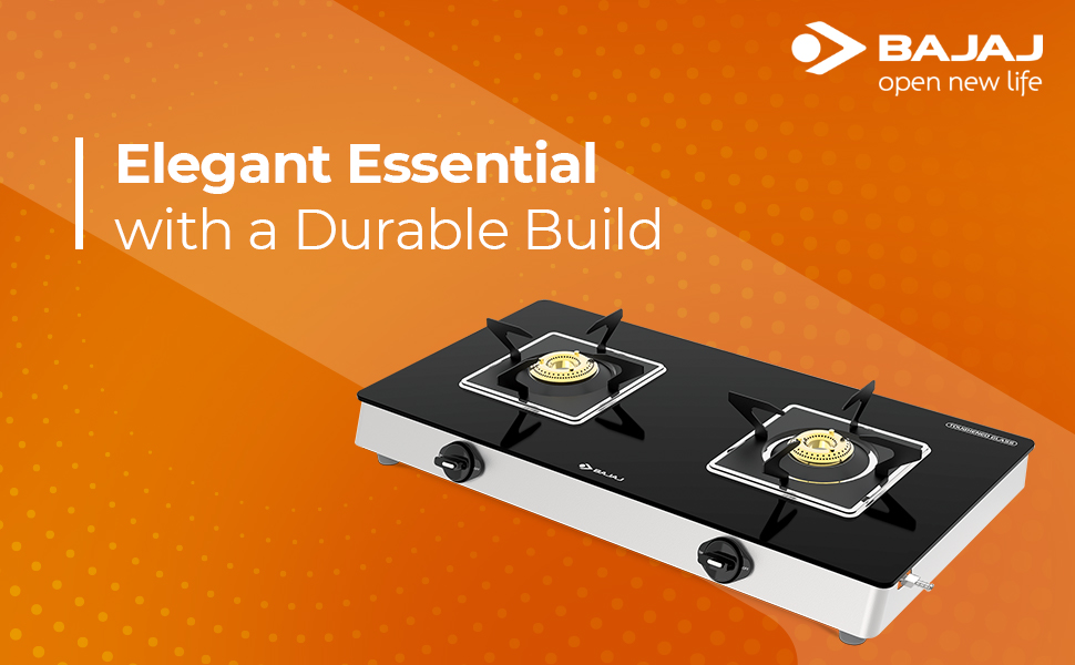 Bajaj 2BRGS7 Stainless Steel Glass Top Gas Stove with 2 Brass Burners