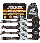 XSTRAP STANDARD 4 Pack E-Track Ratchet Straps 2" x16', 4400 LBS Break Strength Interior Van Solut...
