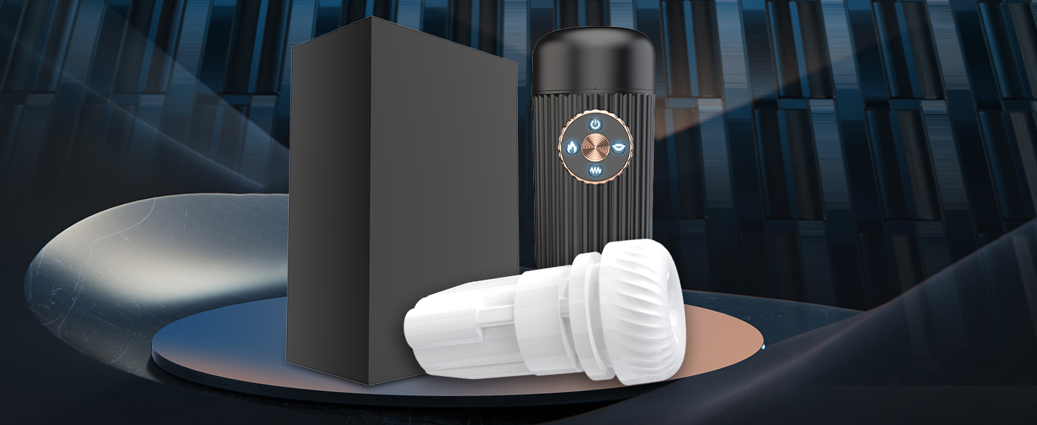 Schwarzes zylindrisches Gerät mit Ziffernblatt neben einer weißen Glühbirne. Dunkler Hintergrund mit sichtbarer Skyline der Stadt