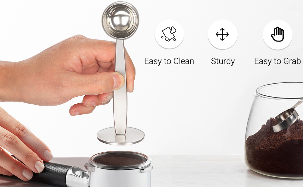 WILLIZTER TwoinOne Stainless Steel Coffee Scoop Tamping DualPurpose Coffee Spoon