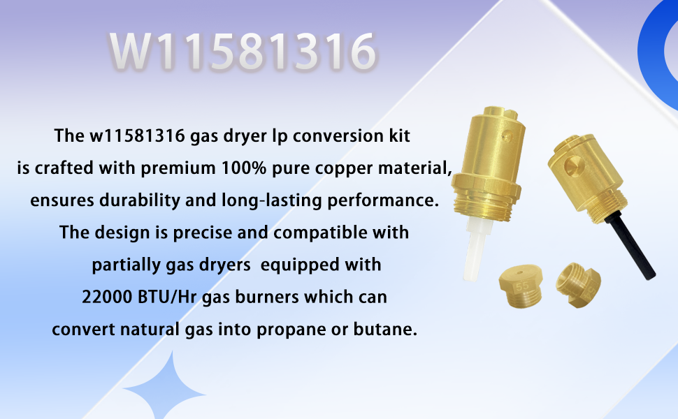 New W11581316 Gas Dryer Liquid propane Conversion Kit