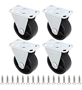 ZHMEINA Caster Wheels 1.5 Inch, Heavy Duty Small Casters with Rigid Non-Swivel Top Plate, Black F...