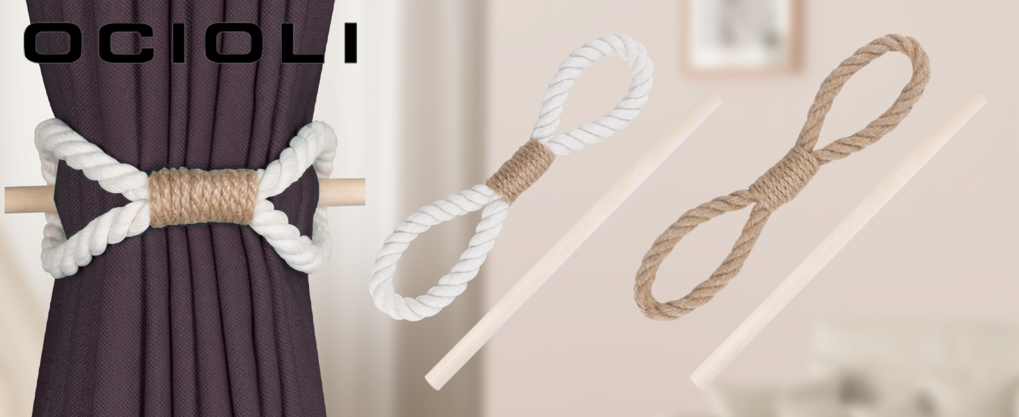 OCIOLI 2 Pieces Farmhouse Curtain Tiebacks Curtain