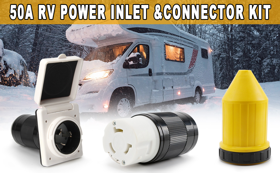 50A RV Power Plug Twist Lock Connector 125/250V Power Plug Inlet