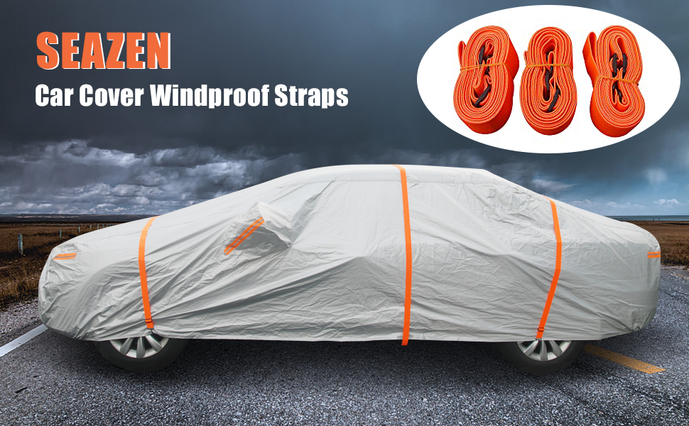 SEAZEN Car Cover Straps Wind Protector,3Pcs Elastic
