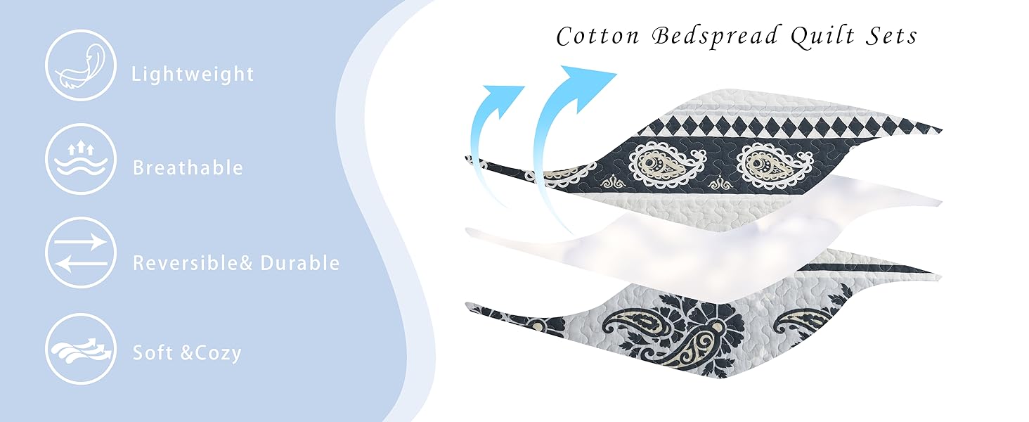 AJOCCI Boho Quilt King Size Cotton Comforter Set King