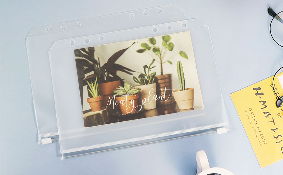 12 Pack Clear Binder Pockets Zippered Pouch A7 Size Budget Binder Cash Envelopes Waterproof PVC
