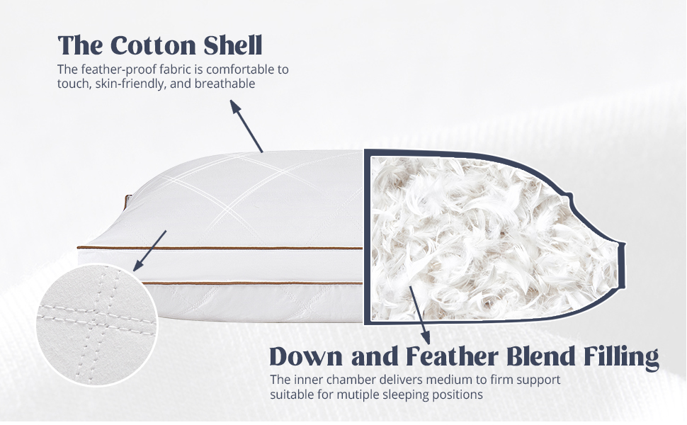 Feathers and down bed pillow set of 2