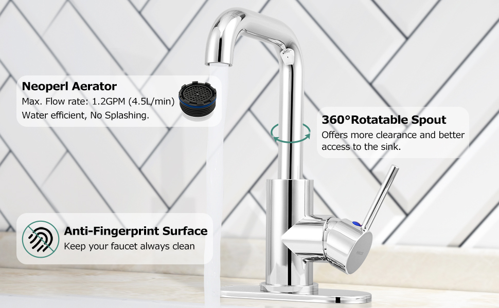 PARLOS Single Handle Wet Bar Faucet Swivel One Hole Kitchen Prep Sink