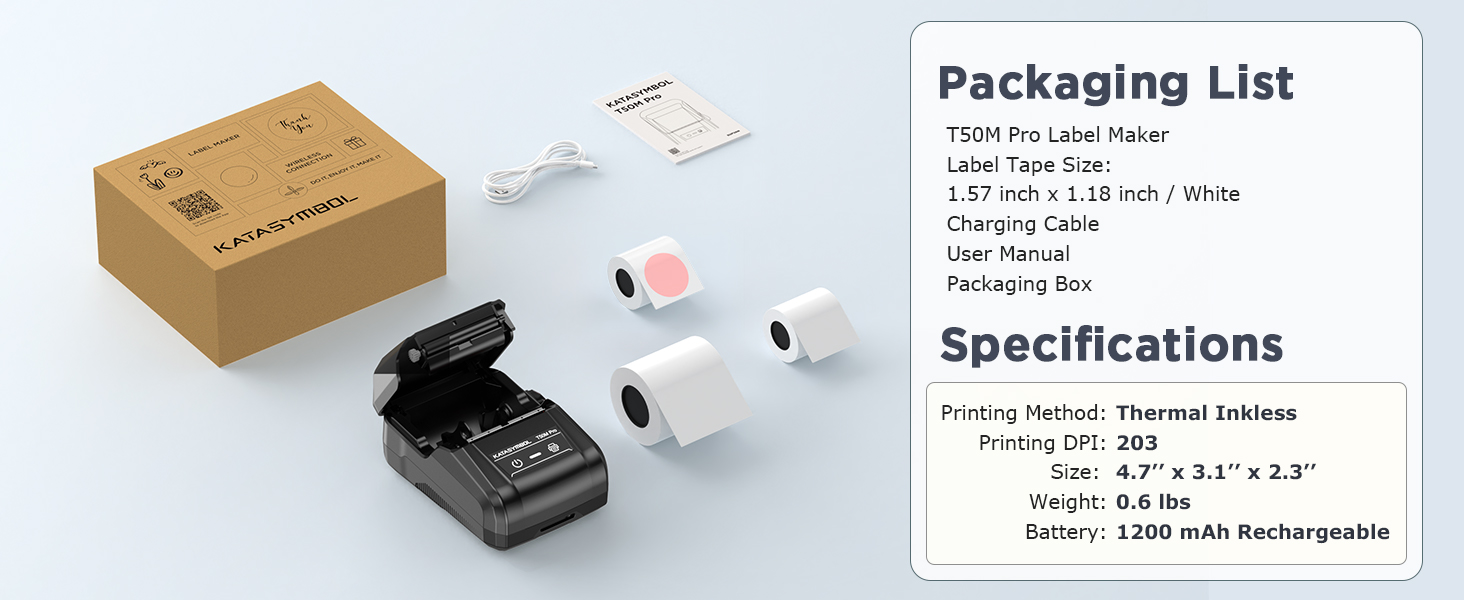 SUPVAN T50M Pro Bluetooth Label Maker Machine with Tape, Wide