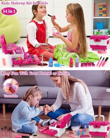 Maquillage Enfant Fille, Lavable Coffret Maquillage Enfant, Palette Maquillage Enfant