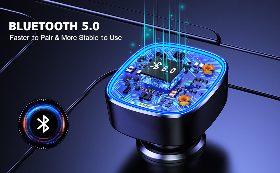 FOCBYE FM Transmitter for Car Bluetooth 5.0, Upgraded Car Audio