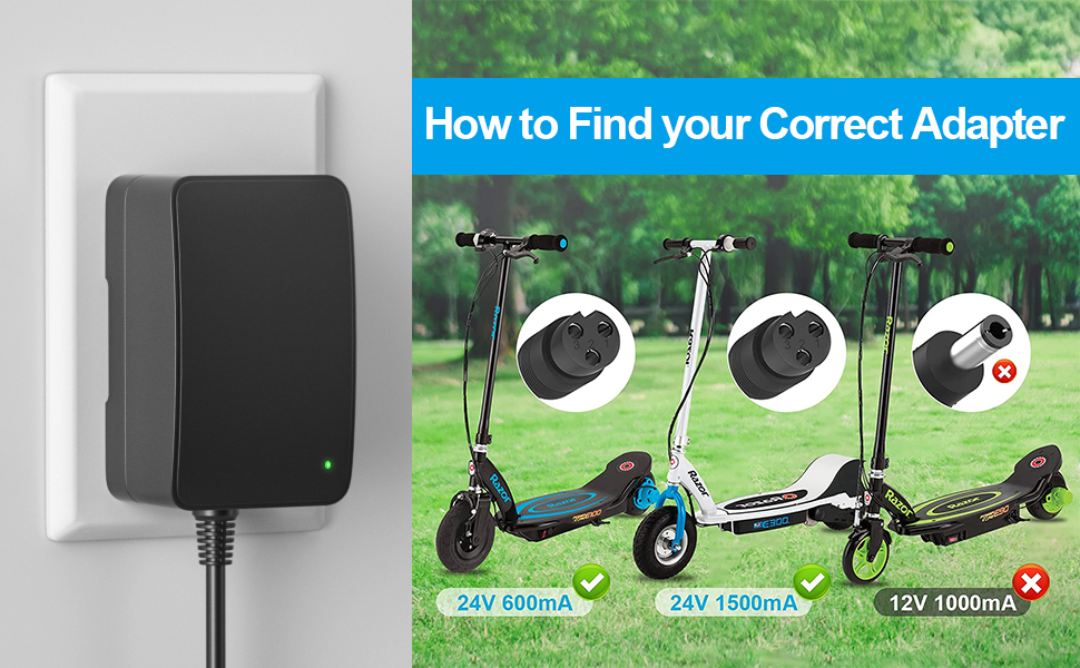Fast Charging 36W 24V Scooter Battery Charger for Razor E100 E200 E200S E175 E300
