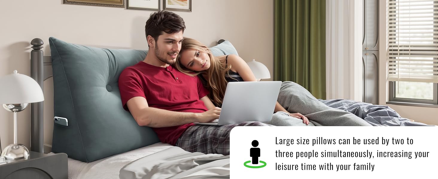Wedge Headboard Large Bolster Pillow Reading Pillows for Sitting in Bed Adult