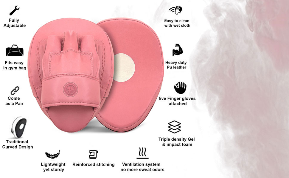 Lions Boxing Gloves 10oz with Curved Focus Pads Hook & Jab Mitts Punch