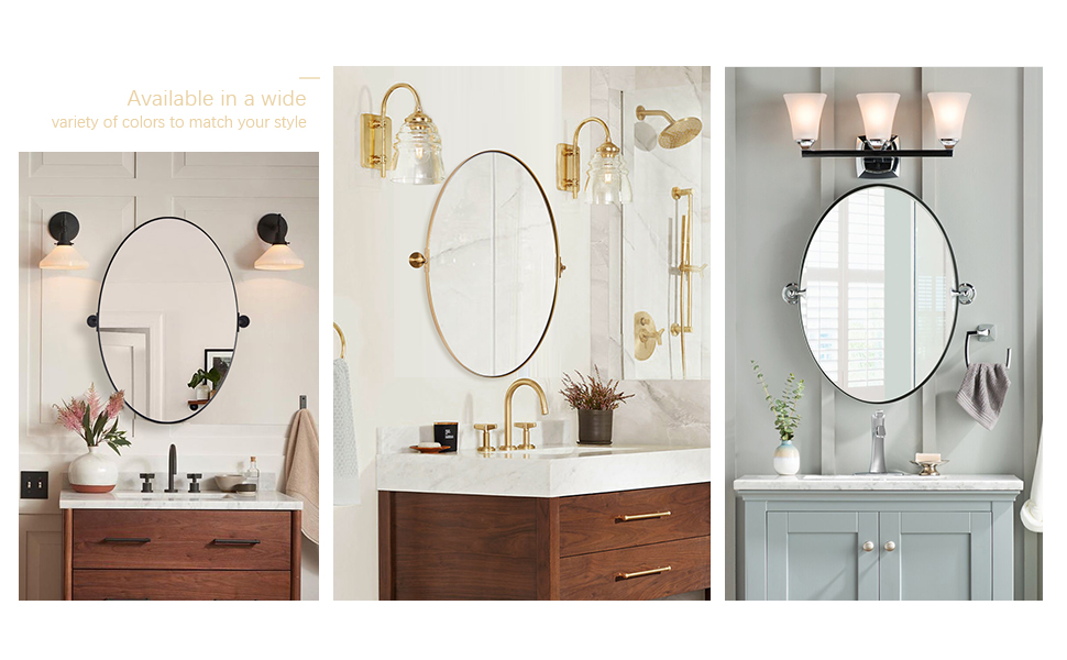 ANDY STAR Pivot Mirror, Black Oval Pivot Bathroom Mirror