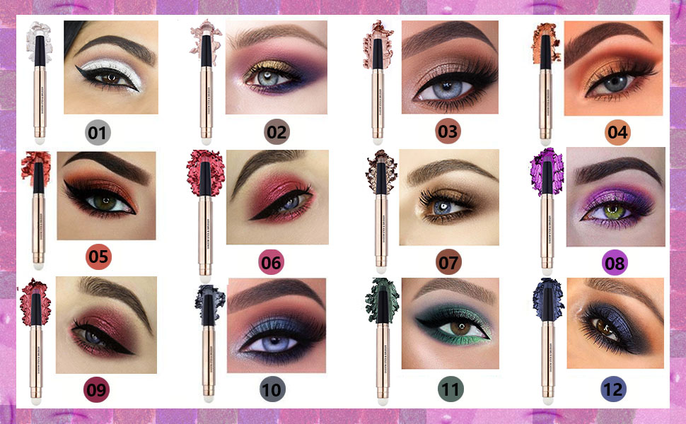 2 in 1 Black Eyeshadow Stick Makeup, Cream Shimmer Smooth