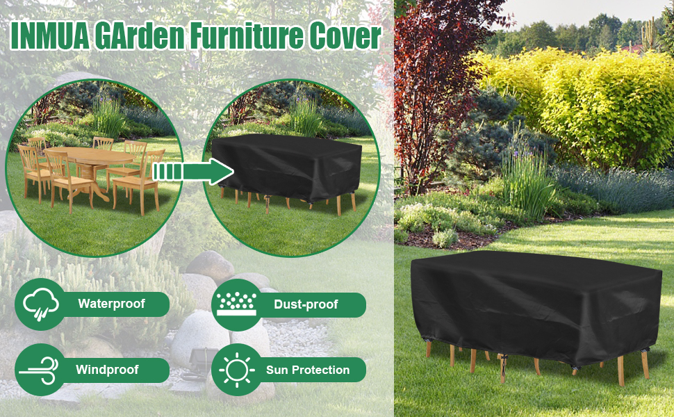 INMUA Garden Furniture Covers Waterproof, Extra Large Garden Table