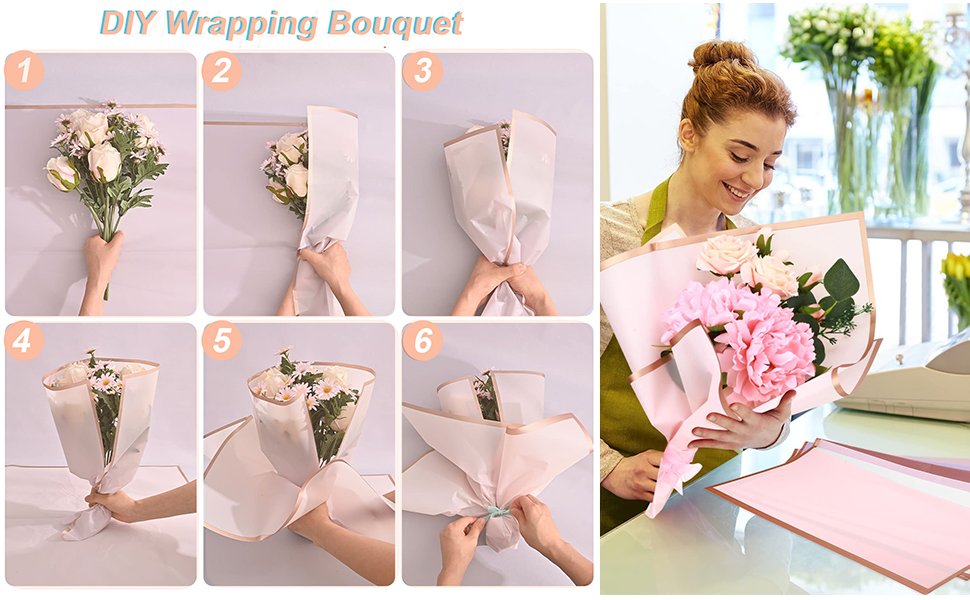 200 Sheets Flower Wrapping Paper Bulk, Colorful Florist Bouquet Supplies Waterproof Florist Gift