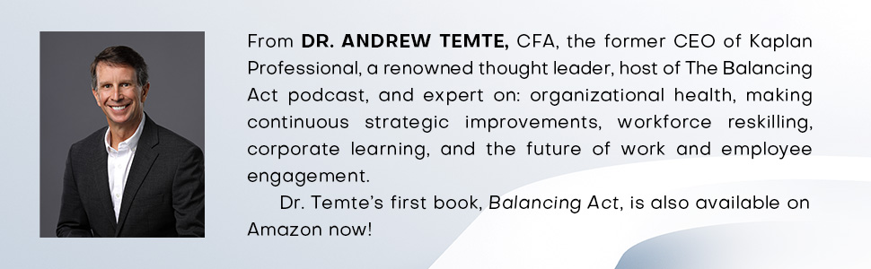 Photo of Andrew Temte and his bio in black text over a light grey background.