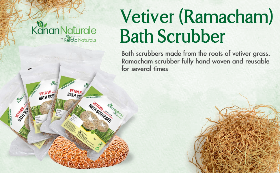 Buy Kerala Naturals Vetiver (Ramacham) Bath Scrubber (4 Pieces) Online