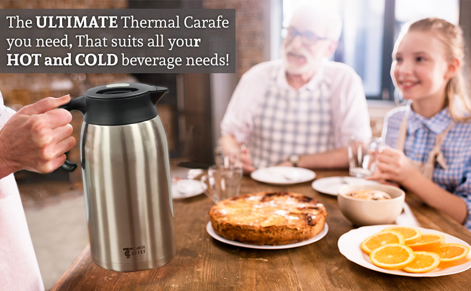Coffee carafe & Tea carafe in one. 68oz 12hr heat retention