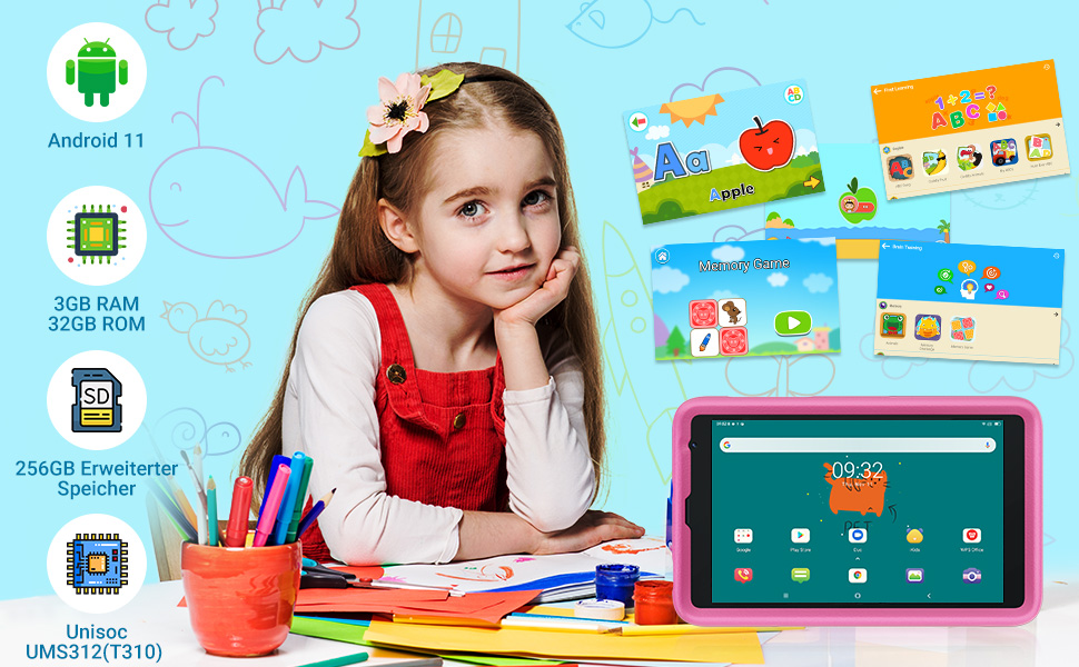 Blackview Tab 6 Kids Tablet Kinder 8 zoll Kids tablet Rosa Blau