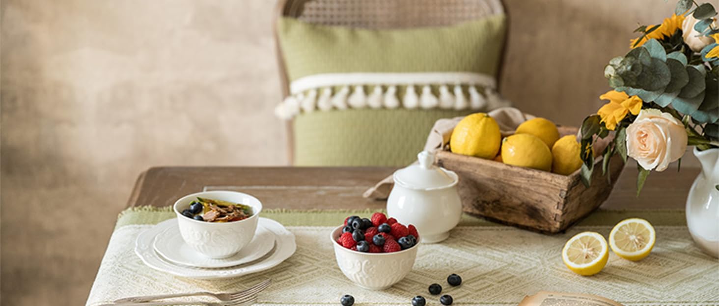 Top Finel Table Runner 72 inches Long，Striped Boho Table