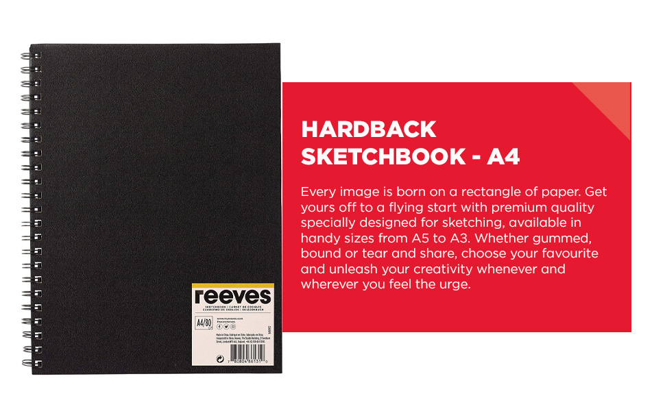 Reeves Hardback Sketchbook A4 SpiralBound Sketchbook with 80 Pages