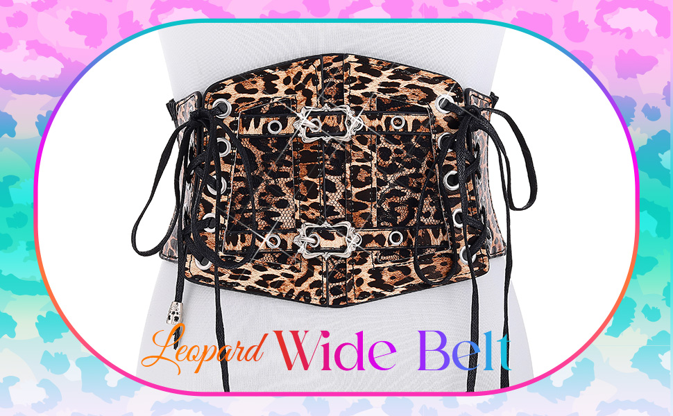 leather corset belt leather wide belt leopard wide belt