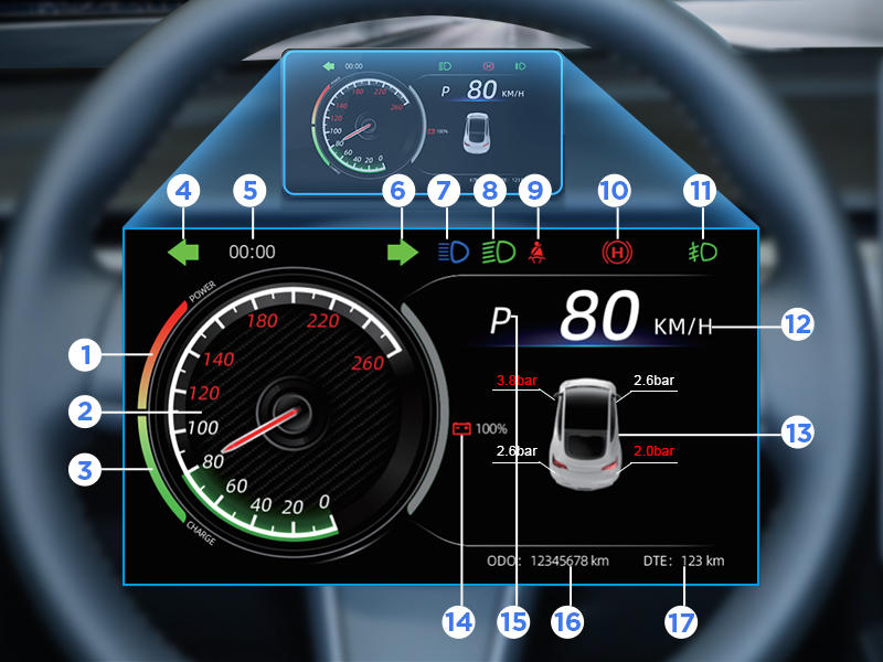 Head Up Display Car Speedometer Digital Inclinometer HUD (5 inch Touchscreen